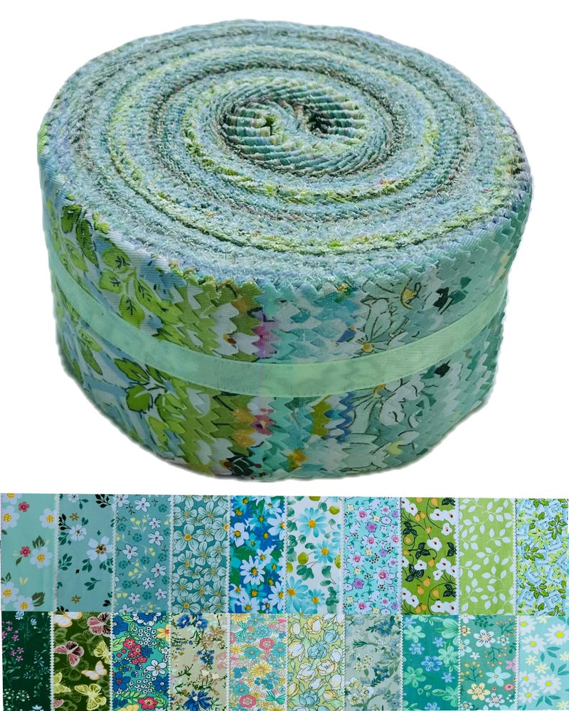 LENAILIN Jelly Roll Fabric - 20 Assorted Floral Prints  100% Cotton Quilting Fabric  40 Pre-Cut Strips (2.5 x 44 Inch) for Quilting  Sewing  and DIY Projects-Spring Sprouts - Image 1